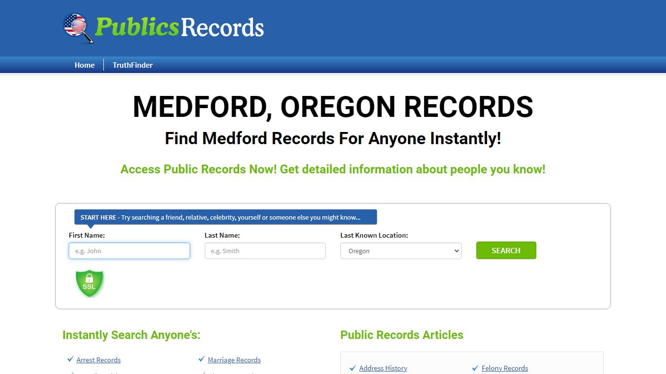 Find Medford, Oregon Records!